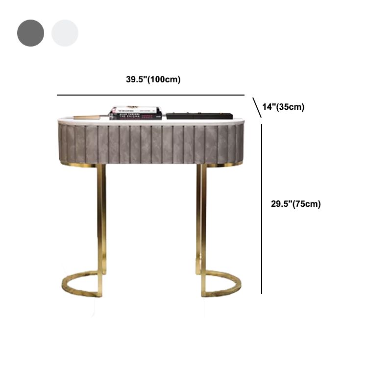 Oval Marble Console Table Ironcraft Frame Accent Table for Hall