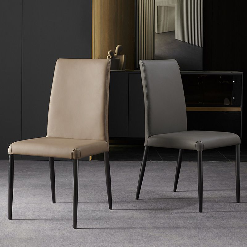 Sillas laterales de comedor con respaldo sólido de diseño industrial, sillas de comedor de piel sintética