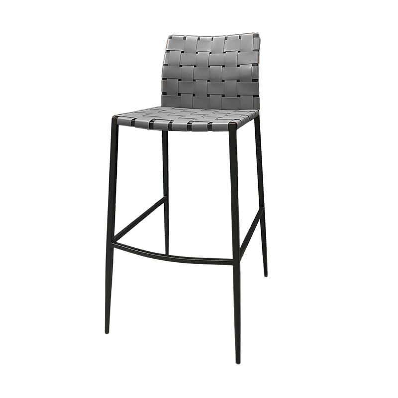 Modern Backrest Bar Stool Leather Counter Stool for Living Room