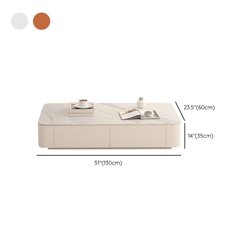 Block Rectangular Coffee Table Modern Single Coffee Table with Drawers