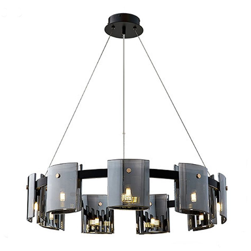 Modern Minimalism Pendant Light Metal Geometric Chandelier with Glass Shade