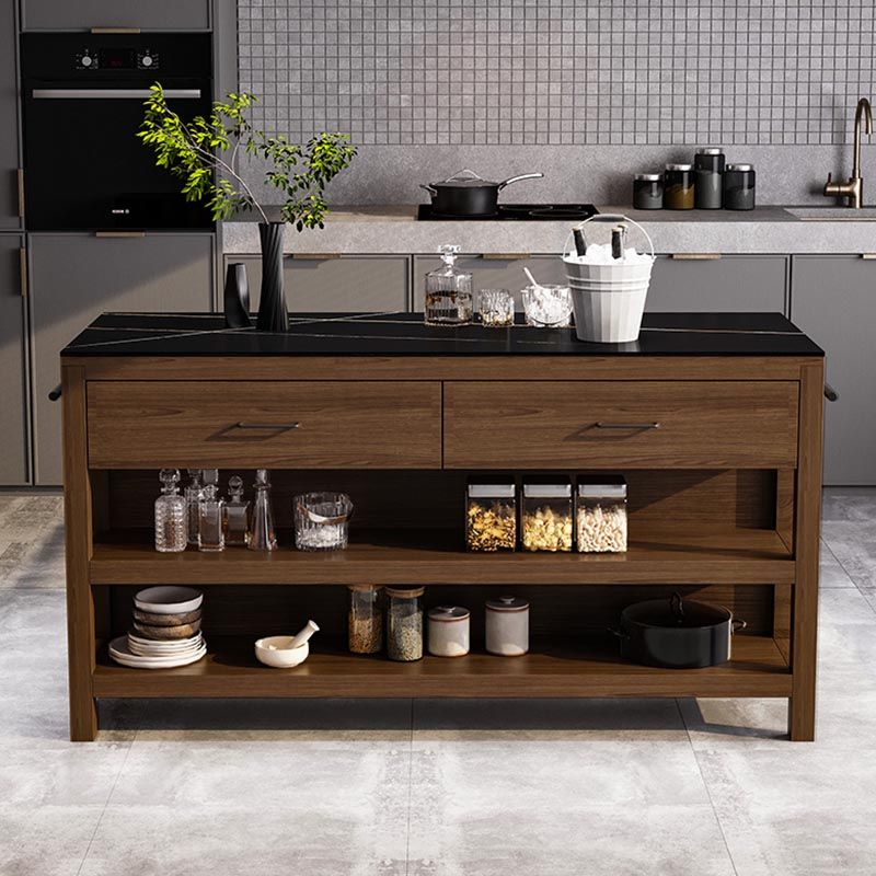 Modern Stationary Kitchen Island Table Sintered Stone Kitchen Island Table with Drawer