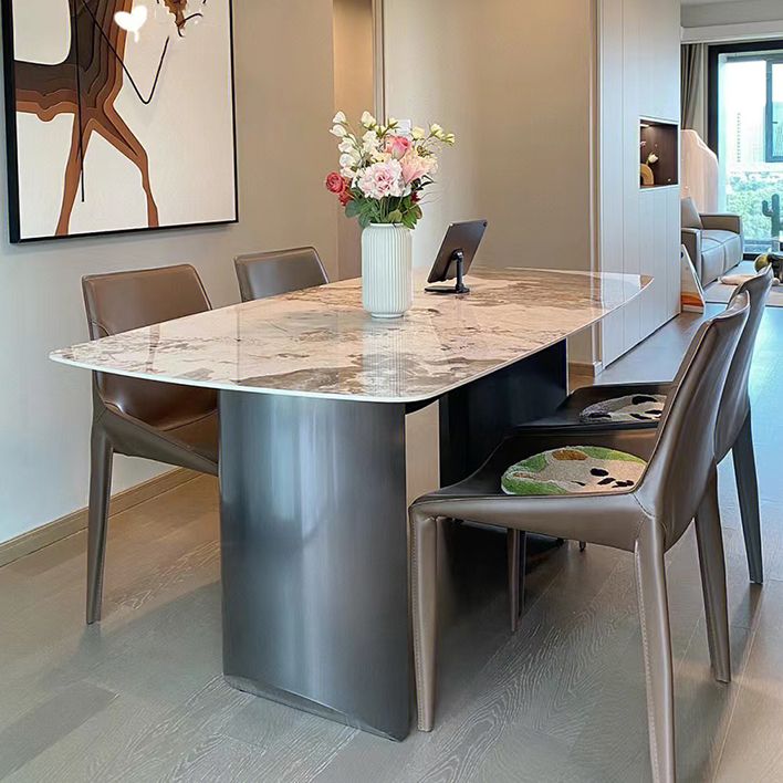 Luxury Double Pedestal Dining Table Sintered Stone Dining Room Desk