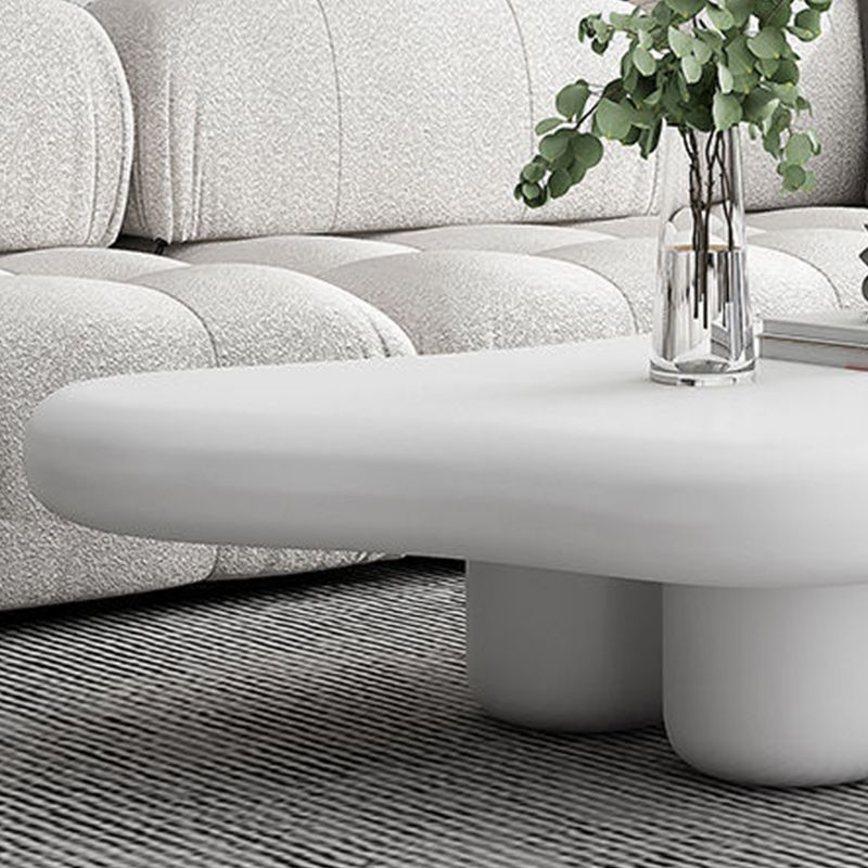 11"H Contemporary Coffee Table Wooden 2 Legs Coffee Cocktail Table