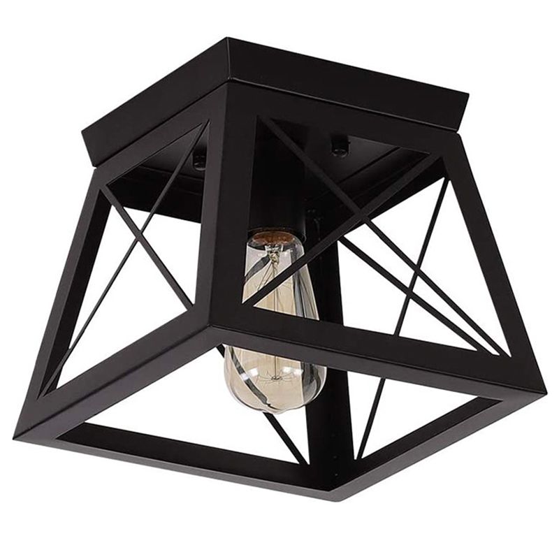 Metal Black Flush Mount Ceiling Light Fixture Square Industrial Style Flush Mount Lamp