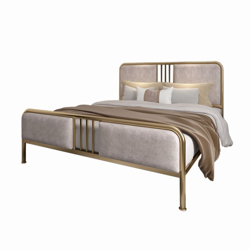 Contemporary Metal Upholstered Headboard Rectangular Panel Bed