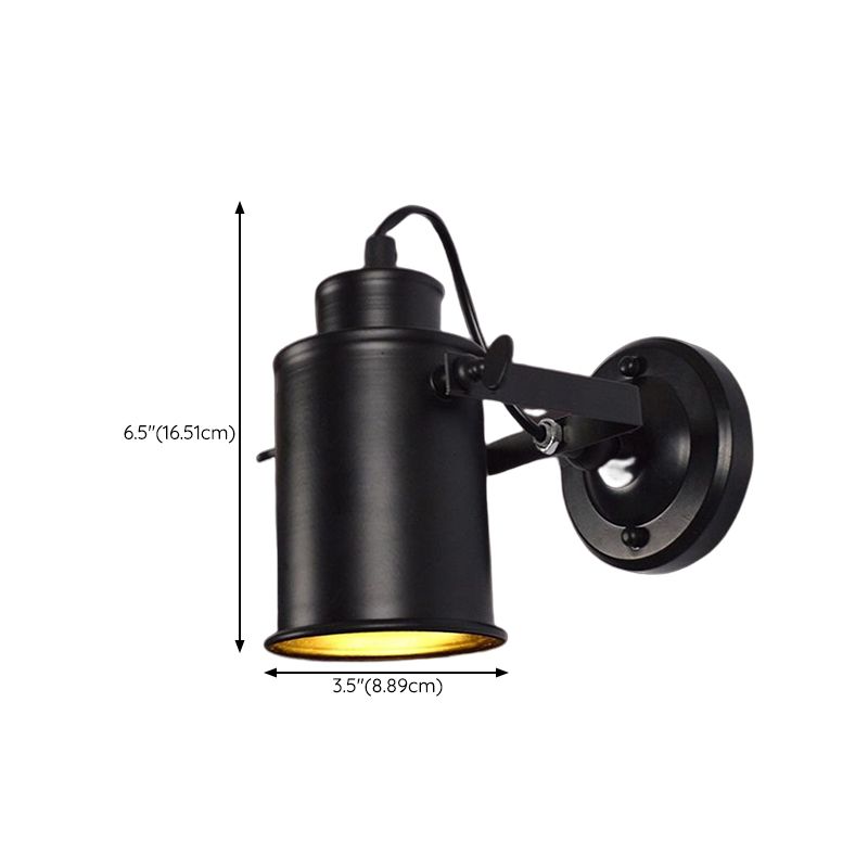 1 Light Geometric Industrial Metal Wall Lighting Fixtures in Black