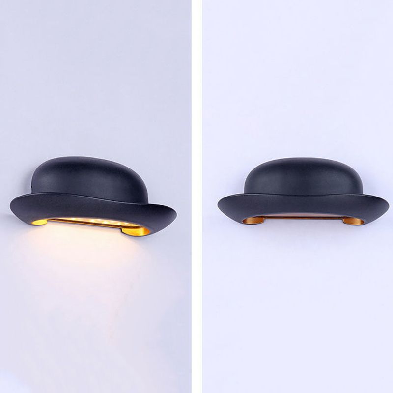 Hat Shape Wall Lamp Modern Style Metal 1 Light Wall Light in White/Black