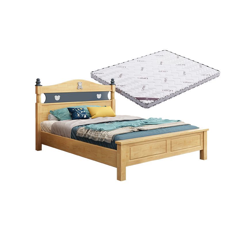 Scandinavian Solid Wood Mattress Included with Headboard Camelback Panel Bed Frame