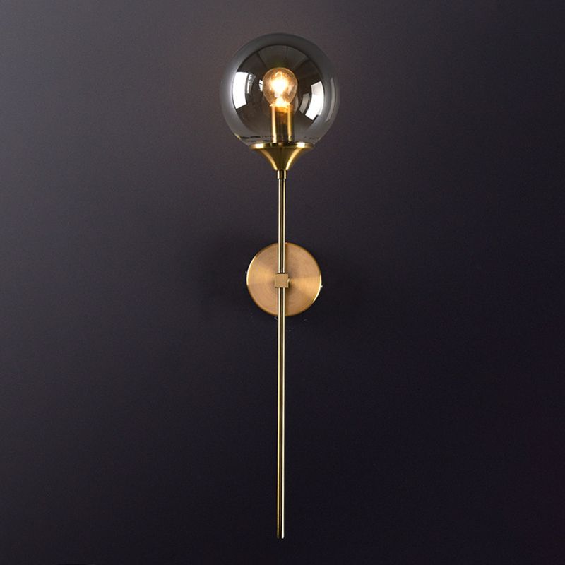 Single Golden Finish Modernism Glass Shade Unique Bathroom Vanity Light