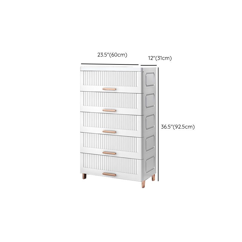 Ultra Modern Plastic Vertical Kids Nightstand with Drawers for Bedroom