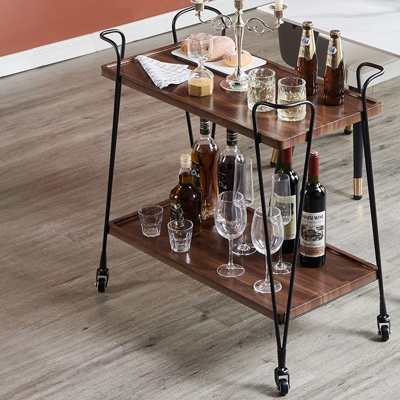 Modern Metal Prep Table Open Storage Rolling Prep Table for Dining Room