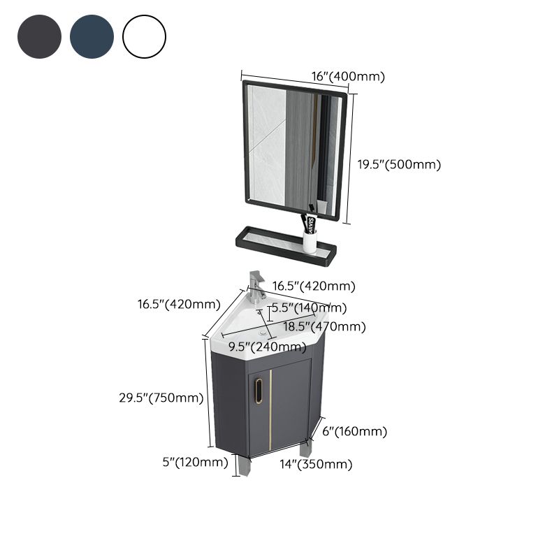 Contemporary Sink Vanity Triangular Wall Mounted Corner Bath Vanity