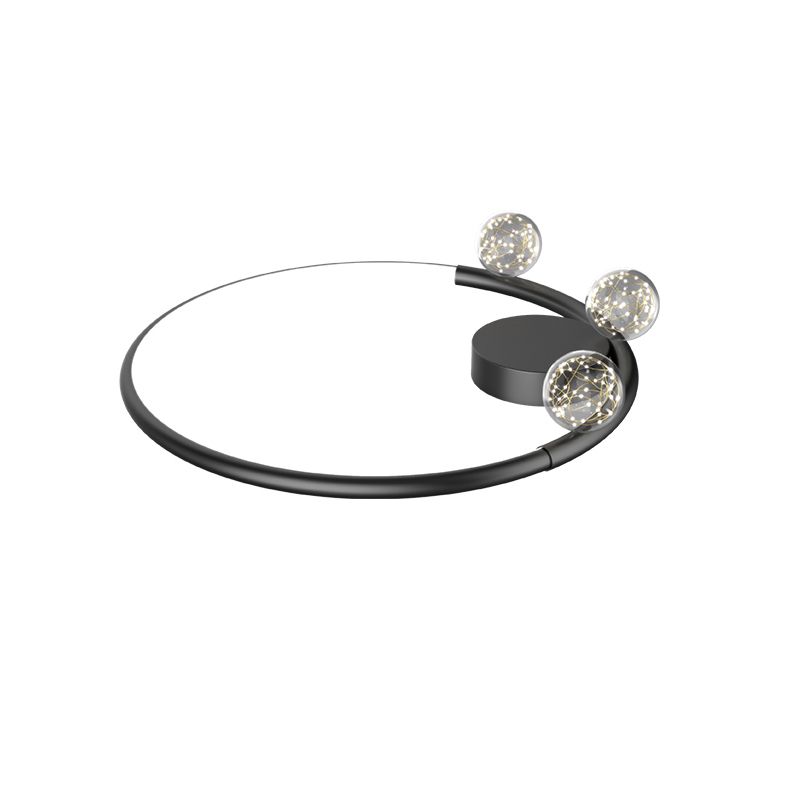 Black Metal Circulaire Flush Mount Light 3-Light LED Ceiling Light Fixture for Living Room