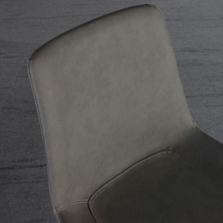 Contemporary Leather Restaurant Side Chair Solid Back Dining Chair