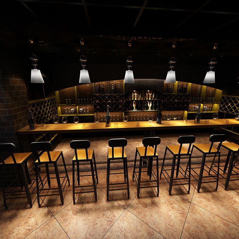 Contemporary Rectangle Bar Dining Table Solid Wood Bar Table in Brown