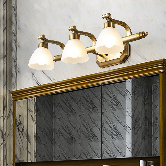 Modern Wall Mounted Light Fixture Bronze Conical Sconce Light Fixture with Glass Shade