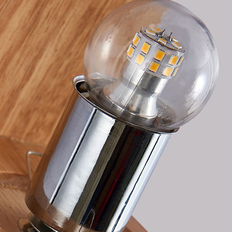 Nordic Wood Wall Light Globe 5.5" Wide Wall Sconce with White Glass for Bedroom