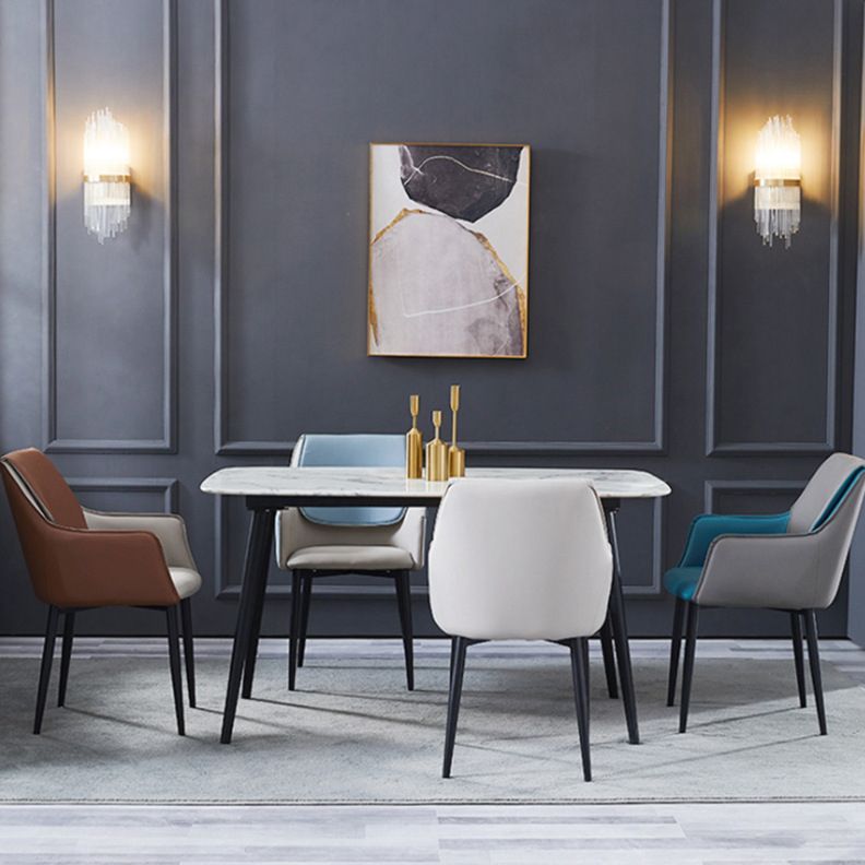 Chaise de salle à manger tapissée en métal à dossier solide, fauteuil contemporain d'intérieur