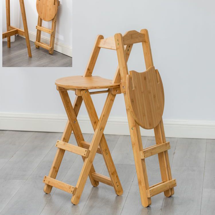 Modern Armless Foldable Counter Stool Wood Household Bar Stool with Pedal
