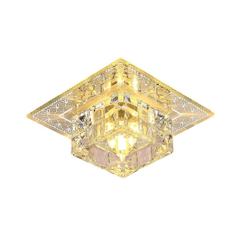 Lámpara LED moderna de montaje empotrado, empotrada en el techo cromada con pantalla de cristal transparente en luz cálida/blanca/multicolor