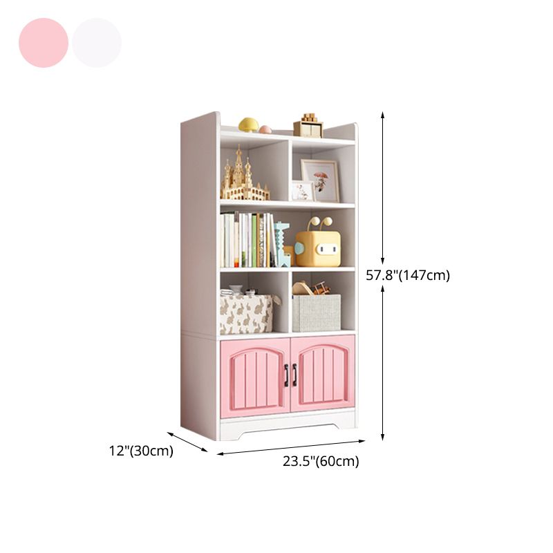 Modern Style Bookcase Wood Closed Back Standard Bookshelf with Door for Home Office