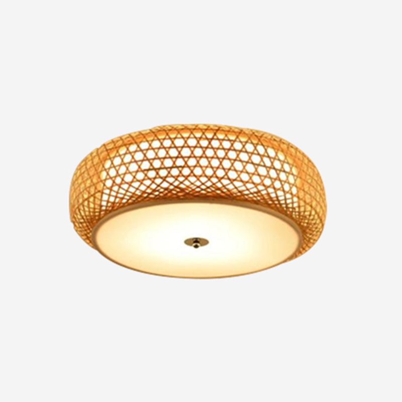 Japanese Bamboo Flush Mount Lighting 1-Light Ceiling Light Fixture for Tea-house