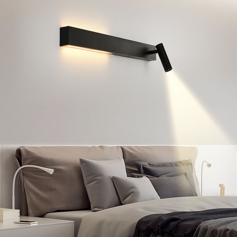Moderne Metallwandleuchte gerade 3 Leuchten LED -Wandleuchten in Schwarz für Schlafzimmer