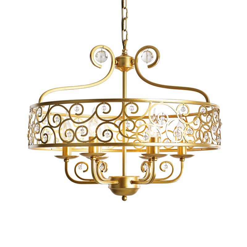 Lámpara de lámpara de candelabra dorada metal posmoderno 6 cabezas lámpara colgante