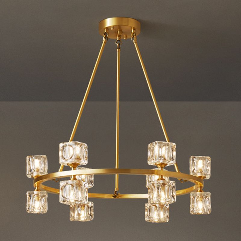 Postmodern Cycle Chandelier Crystal Pendant Ceiling Lights with Hanging Cord for Living Room