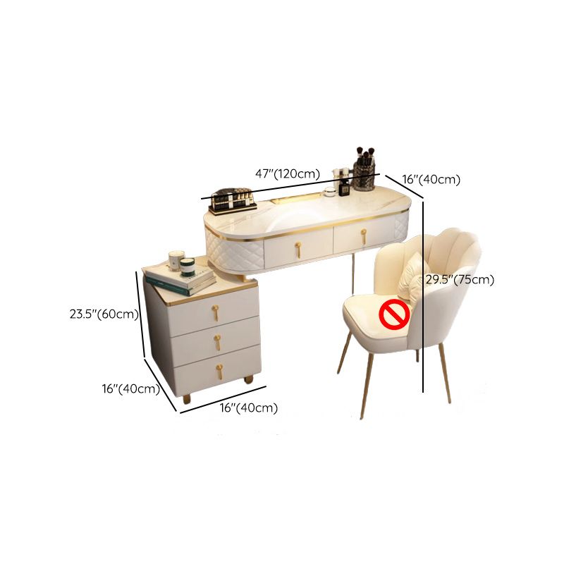 Glam Wood Vanity Dressing Table with Drawers in White Dressing Table