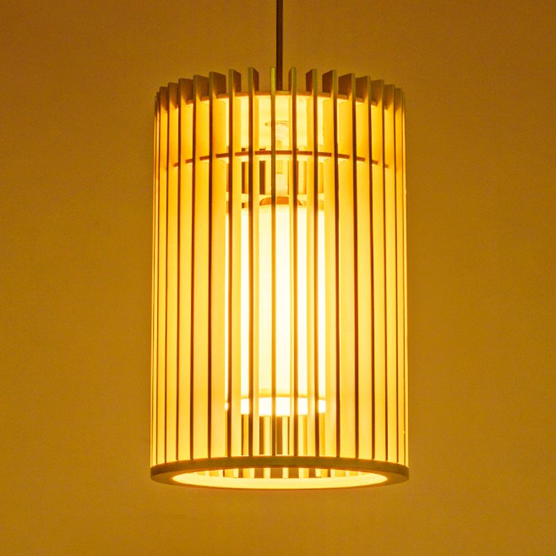Modern Creative Creative Creative Light Legno Cilindrico lampada sospesa per gli spazi interni