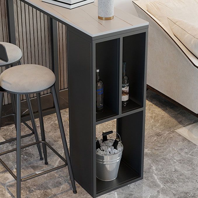 Industrial Style Bar Table Set 1/2/3 Pieces Stone Rectangle Fixed Bistro Set