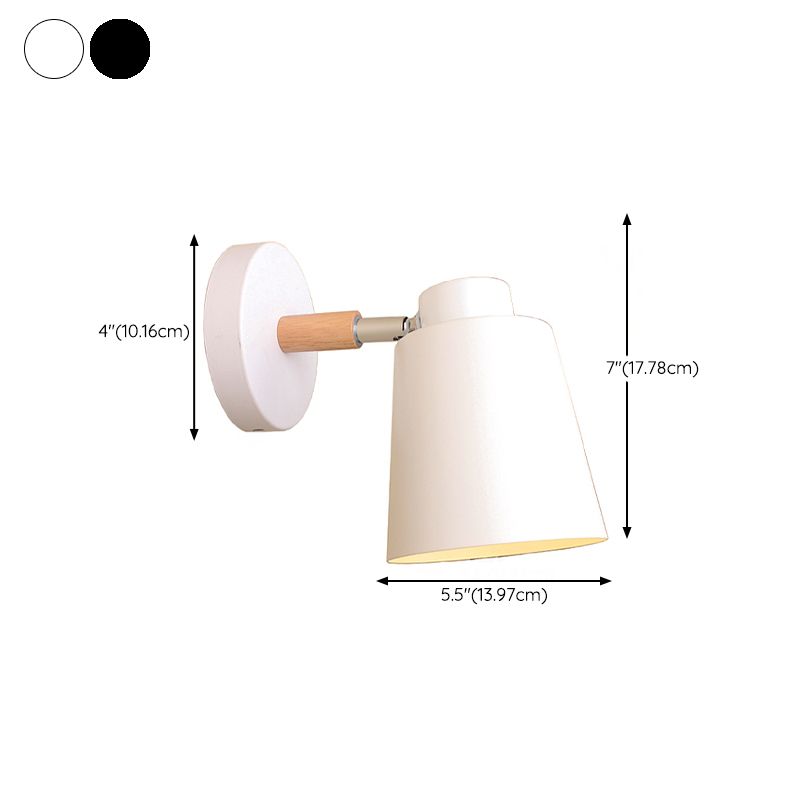 Contemporary Single Black/White Bathroom Vanity Light Shaded Bath Bar with Metal