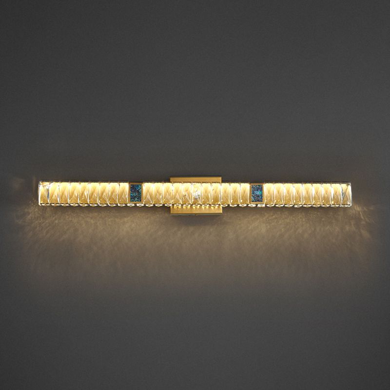 Postmodern Metal Wall Sconce Geometric Shape Vanity Lamp with Crystal Shade for Bathroom