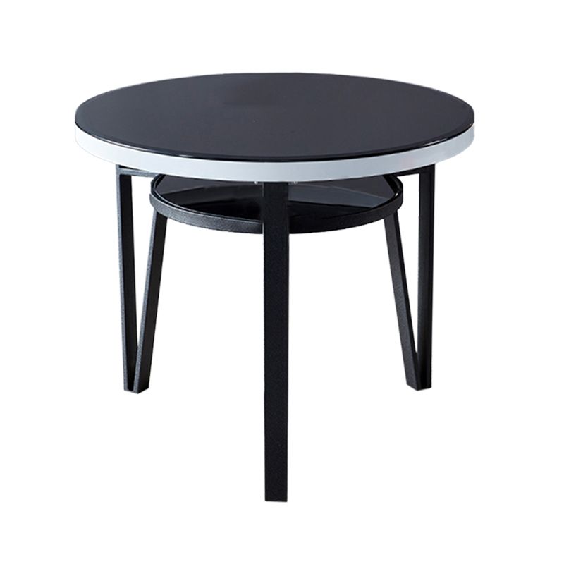 Modern Round Glass Desktop Storable Dining Table for Dining Room