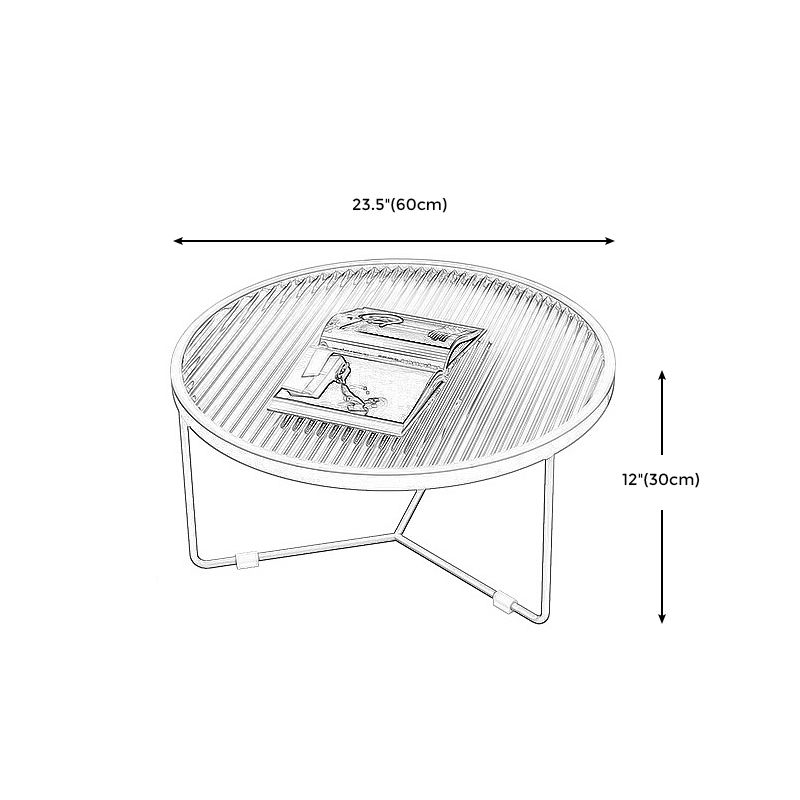 11.8"H Metal Frame Base Glass Round Table Top Coffee Table for Apartment