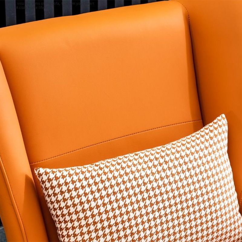 Modern Style Bonded Leather Arms Included with Pillow Wingback Chair