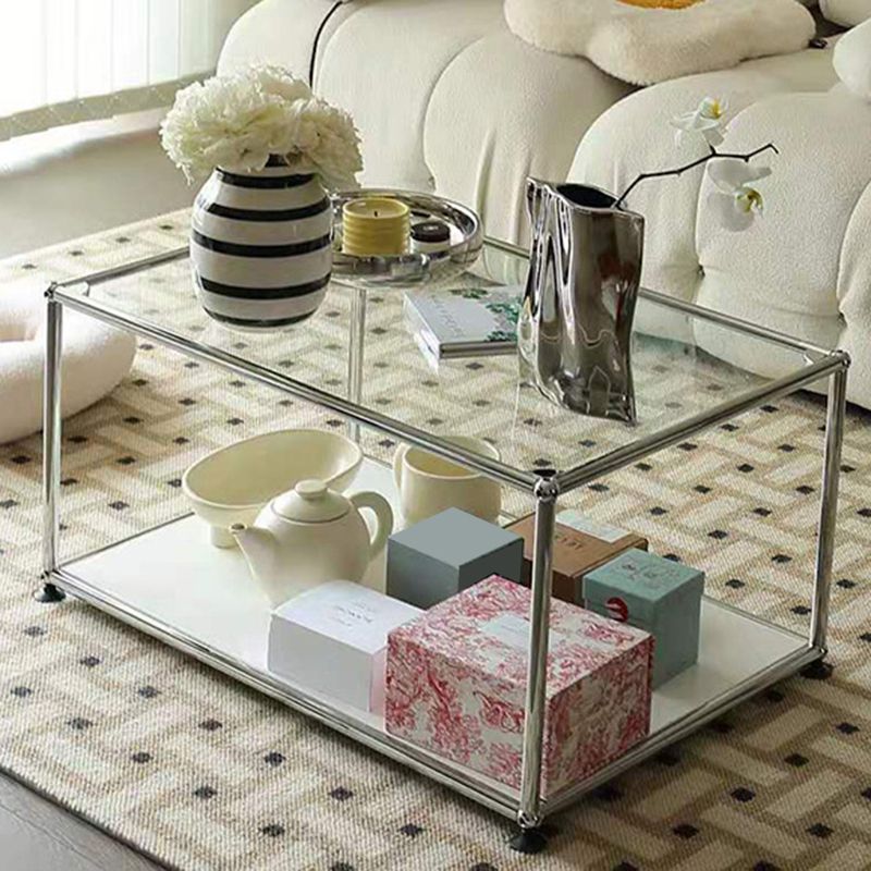 Contemporary Style Coffee Cocktail Table Metal 4 Legs Coffee Table