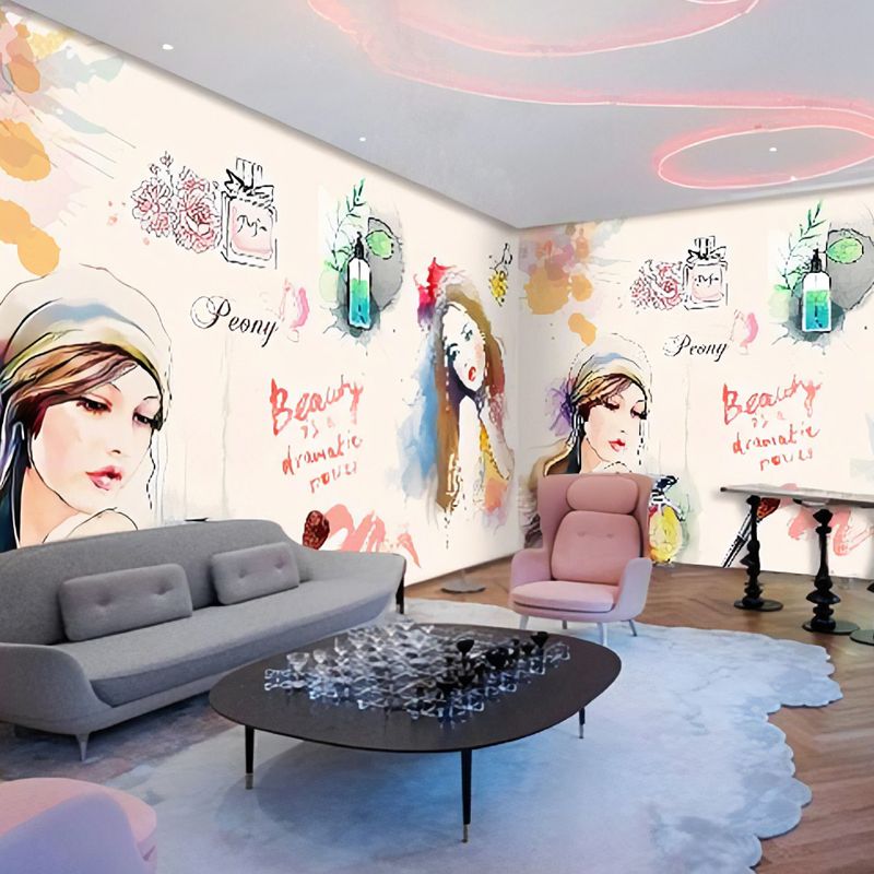 Waterproof Beauty Wall Mural Full Size Elegant Wall Covering for Girl's Bedroom