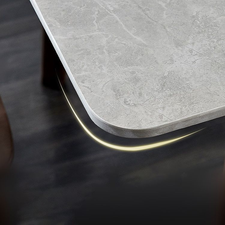 Mesa de comedor rectangular contemporánea de madera maciza mesa de piedra sinterizada con 4 patas