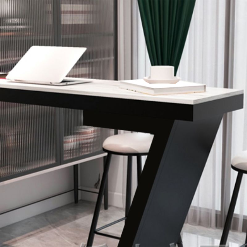 Contemporary Style Bar Height Table Rectangle Stone Bistro Bar Desk