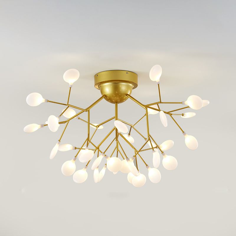 Nordic Heracleum Flush Light Fixture Metal Living Room LED Ceiling Flush Mount in Brass