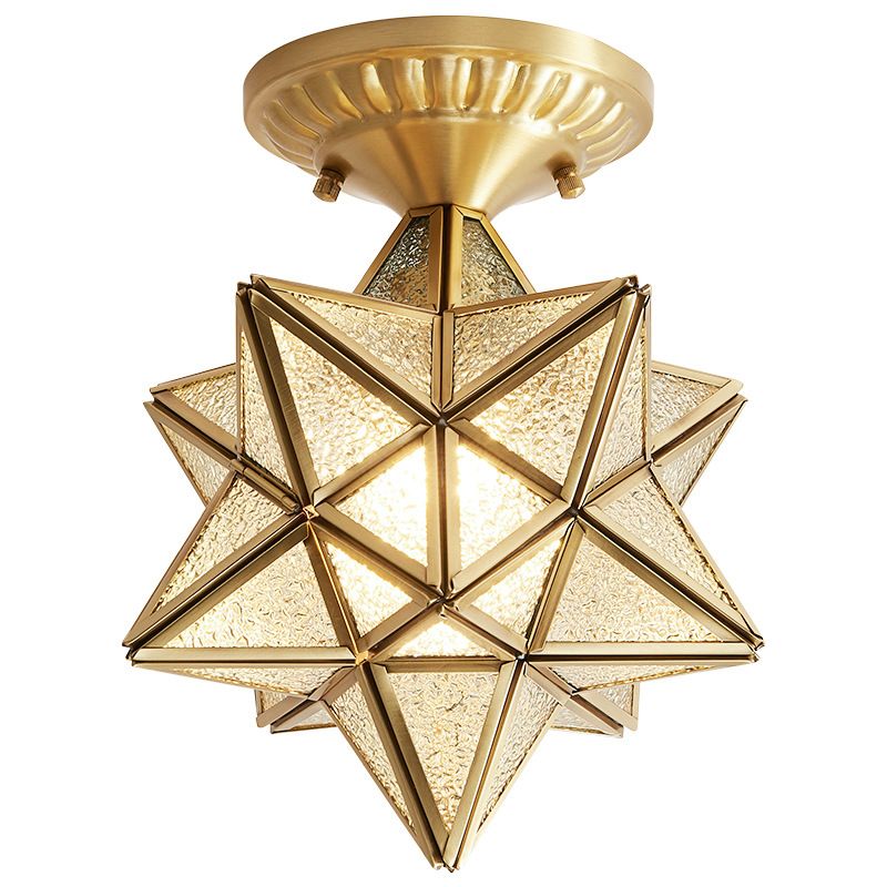 Glass Shaded Close to Ceiling Lighting Vintage-Style Aisle Close to Ceiling Light in Gold