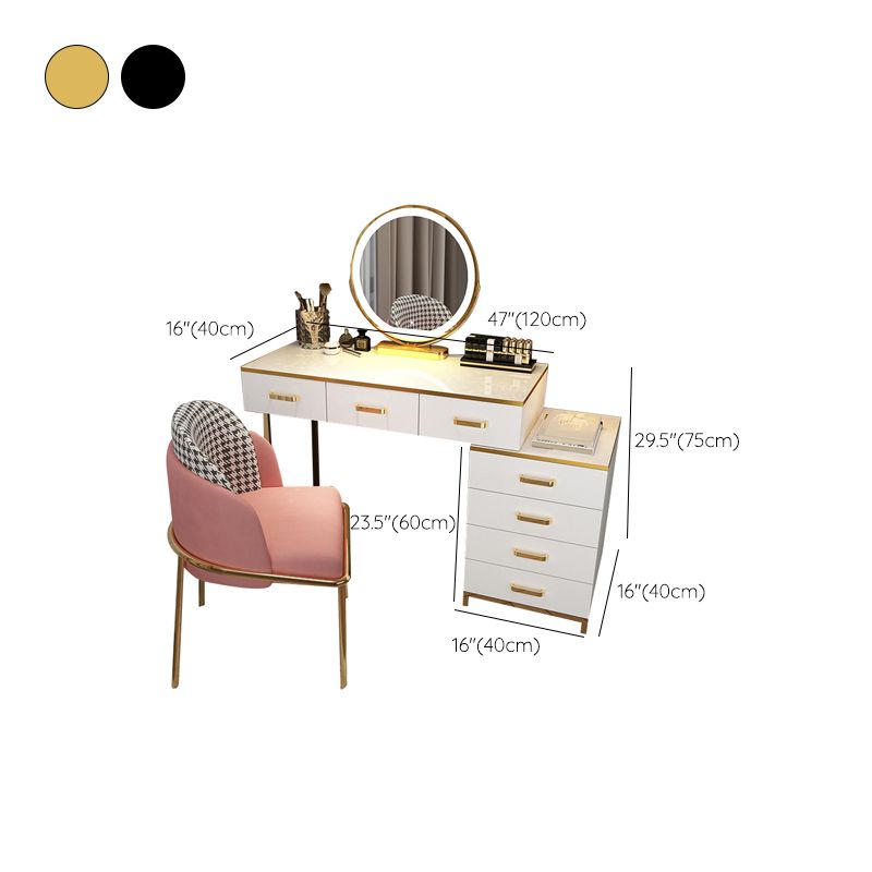 Modern Dressing Table Bedroom Stone Lighted Mirror Make-up Vanity