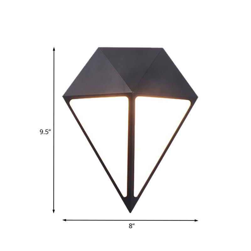 Modernist Diamond Sconce Light Fixture Metallic LED Stairway Wall Mount Lamp in Black, White/Warm/Natural Light