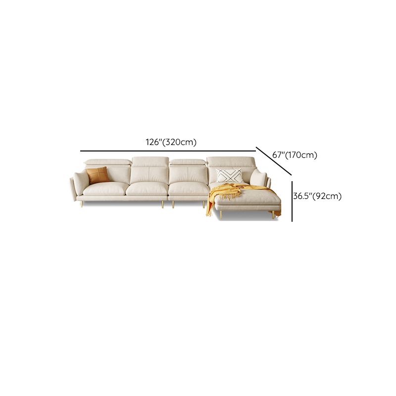 Glam Style 36.22 " H White Faux Leather Flared Arm Sofa & Chaise