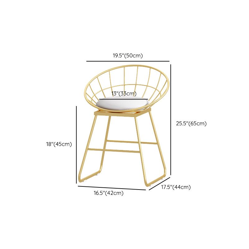 Glam Style Round Barstool Armless Low Back Bar Stool with Metal Base