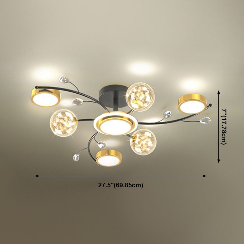 Nordic Modern Style Semi Flush Mount Ceiling Fixture Globe Glass Ceiling Light Fixtures