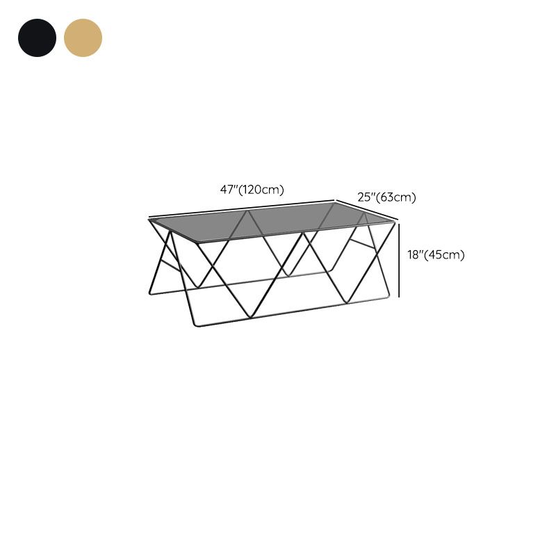 Frame Glass Top Coffee Table Modern Simple Clear Rectangular Cocktail Table